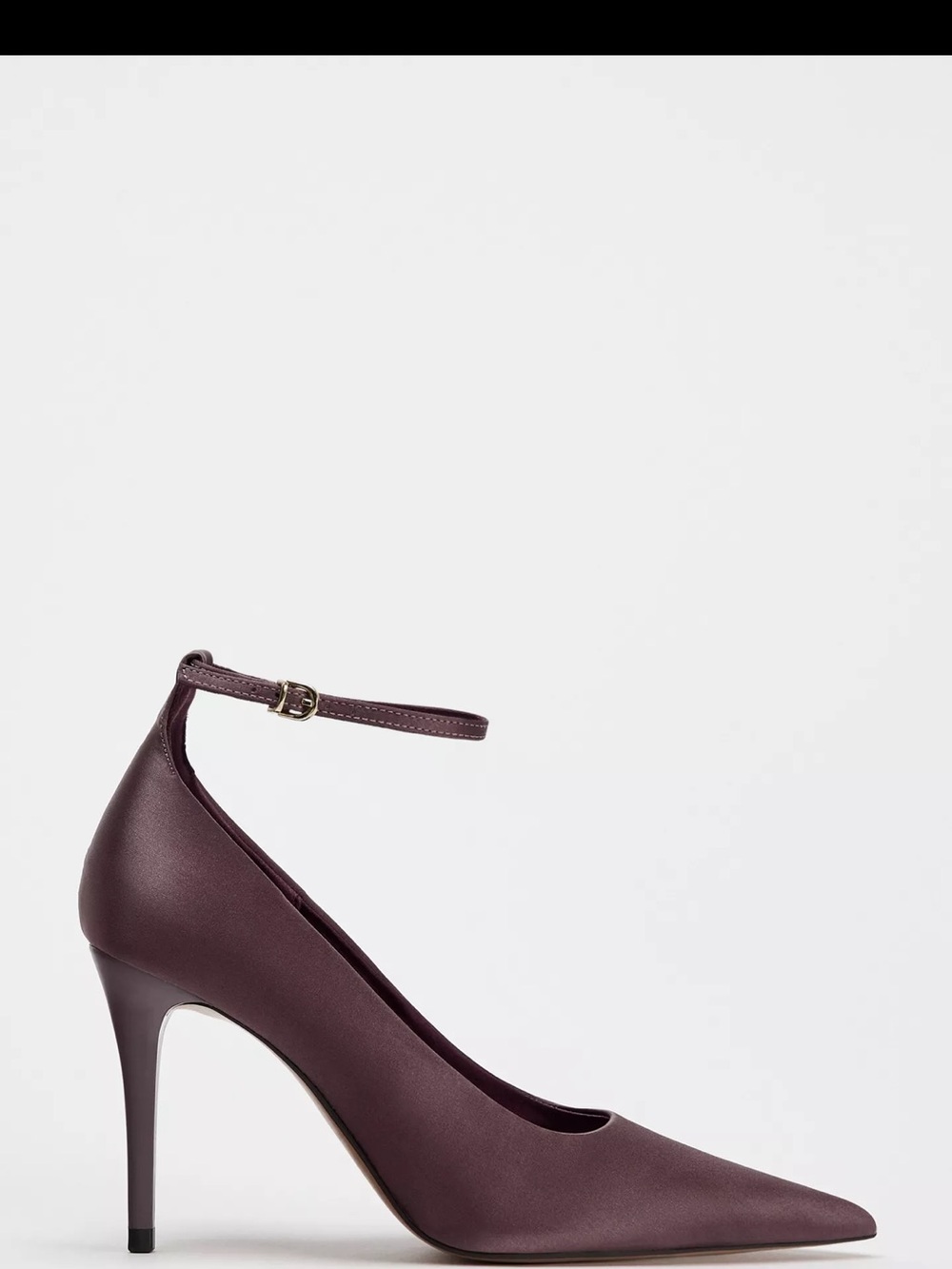 Zara Plum Pointed Ankle-Strap Stiletto